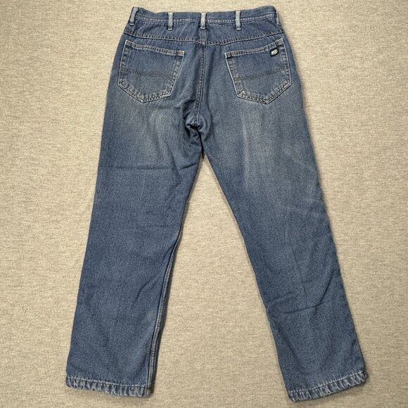 Key Jeans Mens Blue Denim Straight Leg Pants Flannel Lined Pockets Size 34X32 - Picture 2 of 12